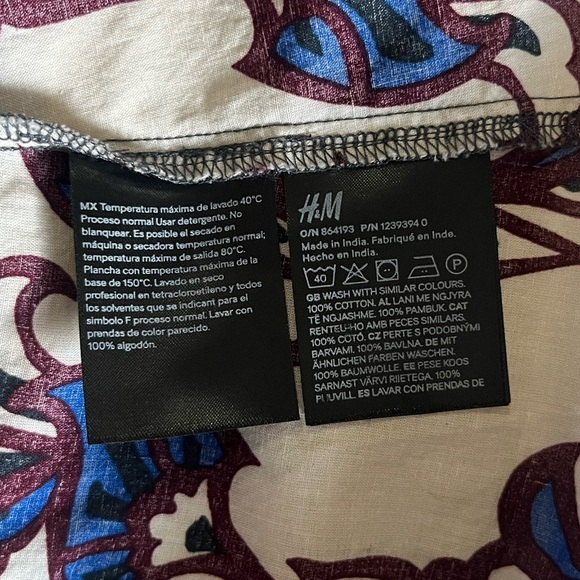 H&M Navy and White Floral Puff Sleeves with Draw String Cinched Waist Maxi Dress - Picture 10 of 11